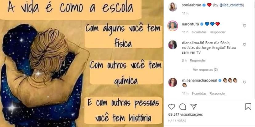 Sonia Abrão compartilhou postagem romântica (Foto: Reprodução/Instagram) Sonia Abrão compartilhou postagem romântica (Foto: Reprodução/Instagram)