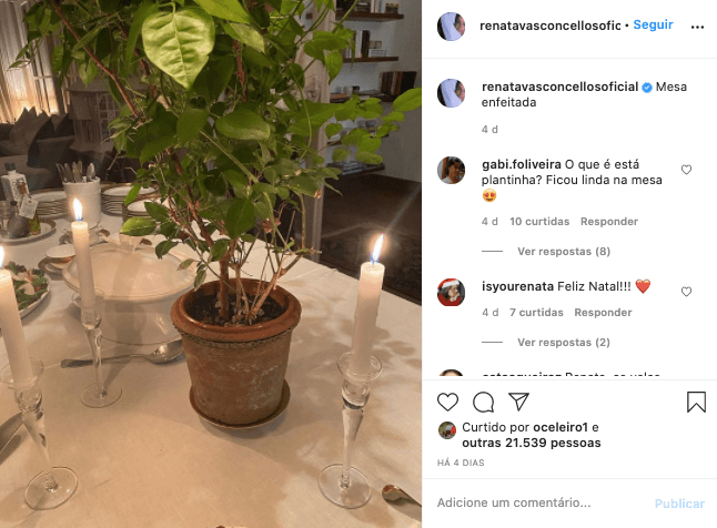 Renata Vasconcellos é questionada sobre planta em cima da mesa nas redes sociais (Reprodução: Instagram) Renata Vasconcellos é questionada sobre planta em cima da mesa nas redes sociais (Reprodução: Instagram)