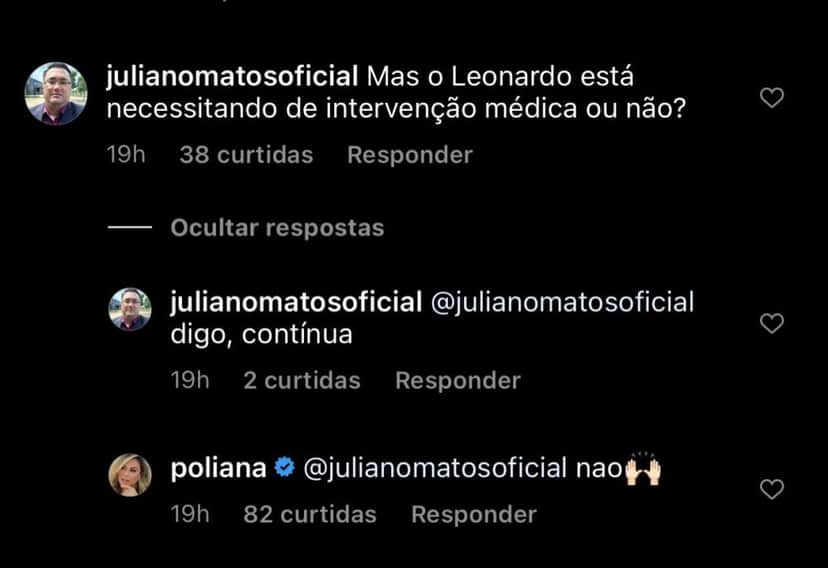 Poliana Rocha, esposa de Leonardo, surge nas redes sociais para tranquilizar fãs do sertanejo sobre estado de saúde (Reprodução: Instagram) Poliana Rocha, esposa de Leonardo, surge nas redes sociais para tranquilizar fãs do sertanejo sobre estado de saúde (Reprodução: Instagram)