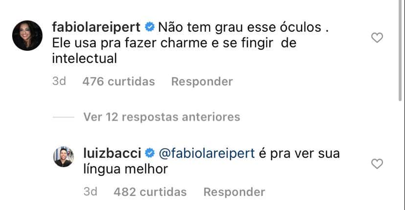 Luiz Bacci é desmascarado por Fabiola Reipert (Reprodução: Instagram) Luiz Bacci é desmascarado por Fabiola Reipert (Reprodução: Instagram)