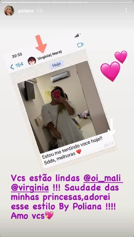 Poliana Rocha e Virgínia, noiva de Zé Felipe, são grandes amigas (Foto: Reprodução) Poliana Rocha e Virgínia, noiva de Zé Felipe, são grandes amigas (Foto: Reprodução)