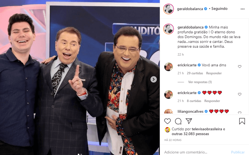 Geraldo Luís posta declaração para comemorar aniversário de Silvio Santos (Foto: Reprodução) Geraldo Luís posta declaração para comemorar aniversário de Silvio Santos (Foto: Reprodução)