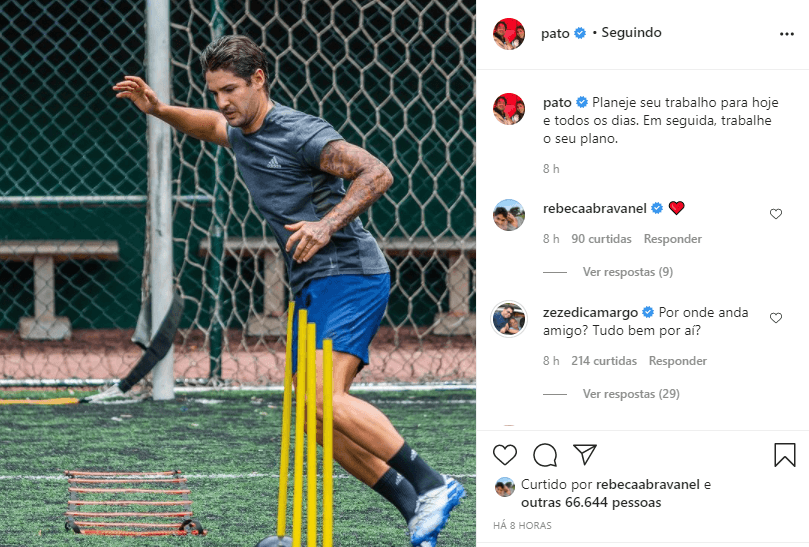 Pato mostrou que segue treinando mesmo sem ter time para jogar futebol (Foto: Reprodução) Pato mostrou que segue treinando mesmo sem ter time para jogar futebol (Foto: Reprodução)