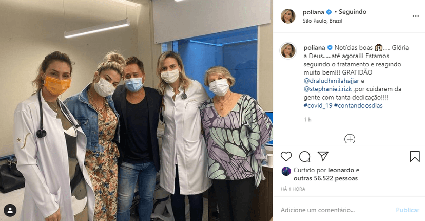Poliana Rocha expôs que está fazendo um tratamento contra Covid-19 com Leonardo (Foto: Reprodução) Poliana Rocha expôs que está fazendo um tratamento contra Covid-19 com Leonardo (Foto: Reprodução)