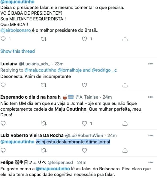 Internautas falam sobre Maju no Twitter (Reprodução) Internautas falam sobre Maju no Twitter (Reprodução)