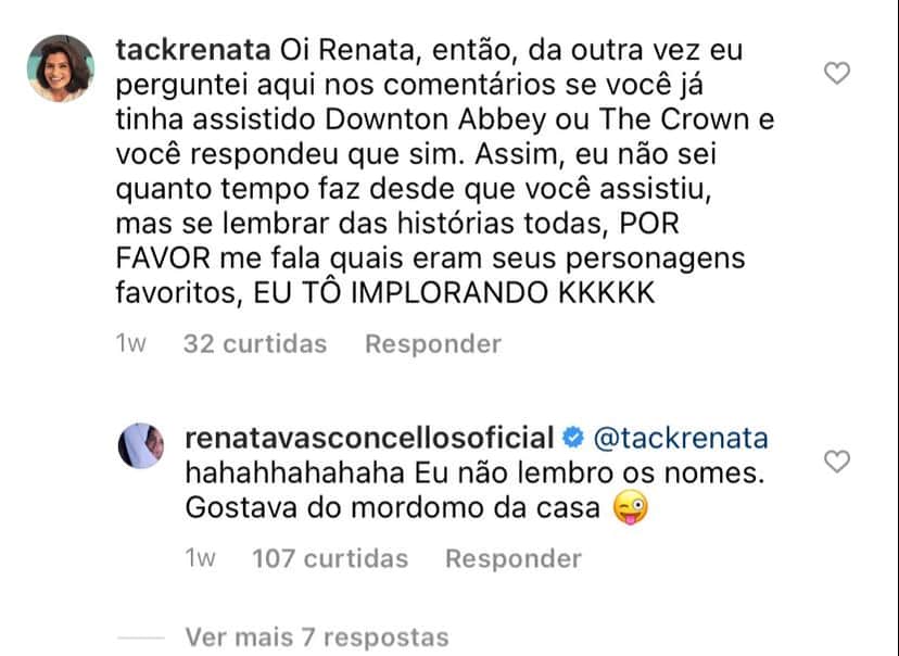 Renata Vasconcellos fala sobre seus personagens favoritos (Reprodução) Renata Vasconcellos fala sobre seus personagens favoritos (Reprodução)
