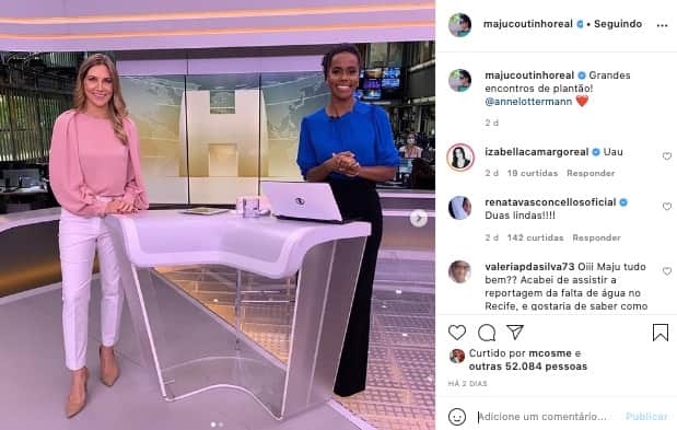 Renata Vasconcellos deixa recado à Maju Coutinho Renata Vasconcellos deixa recado à Maju Coutinho