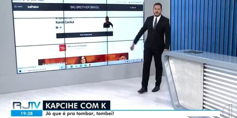 Apresentador da Globo vota na eliminação de Karol Conká ao vivo (Foto: Reprodução) Apresentador da Globo vota na eliminação de Karol Conká ao vivo (Foto: Reprodução)