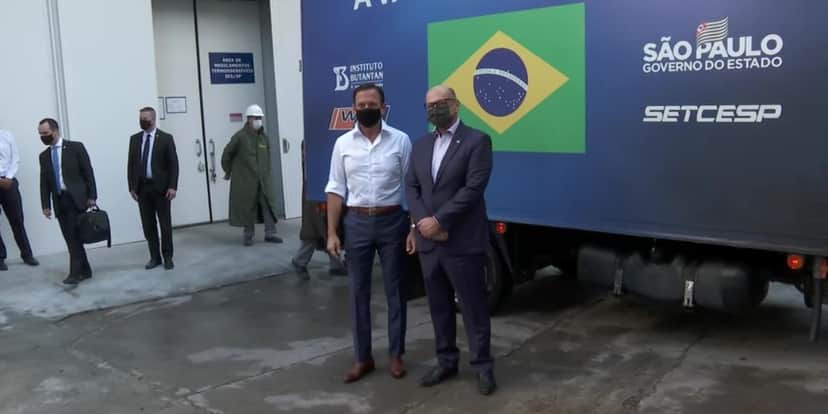 João Doria e diretor do Butantan, Dimas Covas (Foto: Reprodução) João Doria e diretor do Butantan, Dimas Covas (Foto: Reprodução)