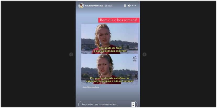Natasha Dantas compartilhou trecho de filme nas redes sociais (Foto: Reprodução/Instagram) Natasha Dantas compartilhou trecho de filme nas redes sociais (Foto: Reprodução/Instagram)