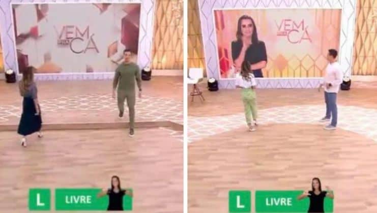 Mudança de cenário do "Vem Pra Cá", do SBT (Reprodução) Mudança de cenário do "Vem Pra Cá", do SBT (Reprodução)