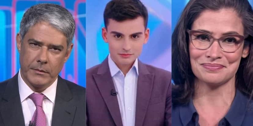 William Bonner, Dudu Camargo e Renata Vasconcellos (Reprodução) William Bonner, Dudu Camargo e Renata Vasconcellos (Reprodução)