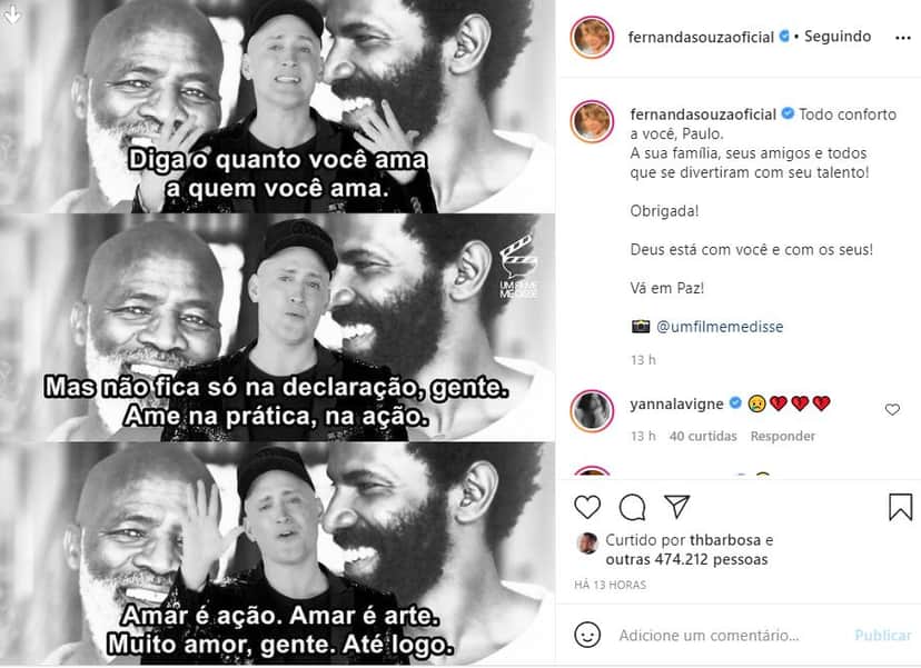 Fernanda Souza e Thiaguinho prestam condolências a Paulo Gustavo (Reprodução) Fernanda Souza e Thiaguinho prestam condolências a Paulo Gustavo (Reprodução)