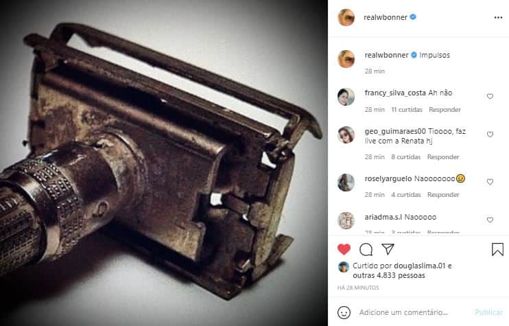 William Bonner insinuou ter arrancado a barba (Foto: Reprodução/Instagram) William Bonner insinuou ter arrancado a barba (Foto: Reprodução/Instagram)