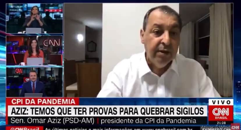 Senador Omar Aziz é entrevistado na CNN (Foto: Reprodução) Senador Omar Aziz é entrevistado na CNN (Foto: Reprodução)