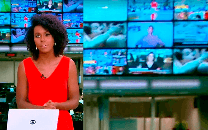 Cena de sexo atrás de Maju Coutinho no "Jornal Hoje" (Foto: Reprodução/TV Globo) Cena de sexo atrás de Maju Coutinho no "Jornal Hoje" (Foto: Reprodução/TV Globo)