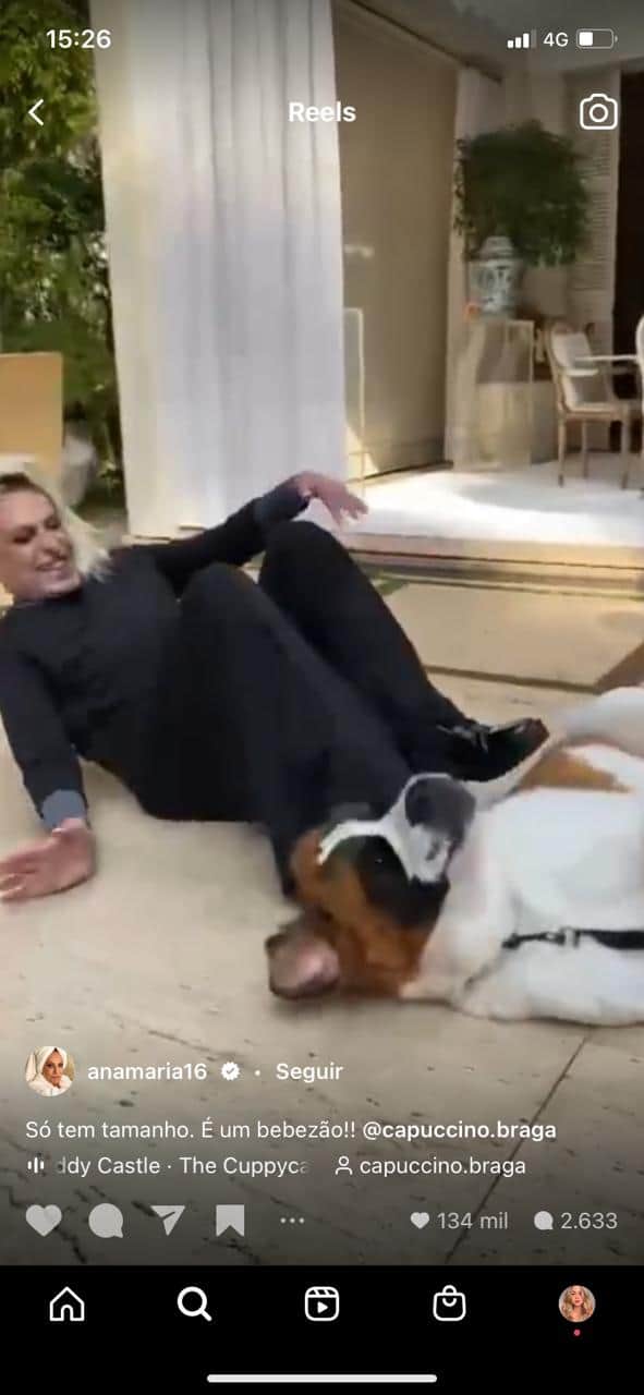Ana Maria cai no chão de sua mansão, após ser atacada por cachorro (Reprodução) Ana Maria cai no chão de sua mansão, após ser atacada por cachorro (Reprodução)