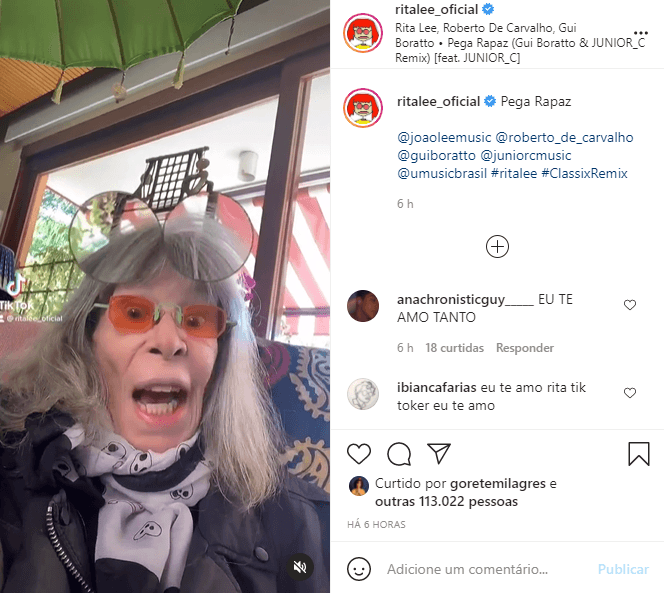 Rita Lee voltou a alegrar seus seguidores com um vídeo no Instagram Rita Lee voltou a alegrar seus seguidores com um vídeo no Instagram
