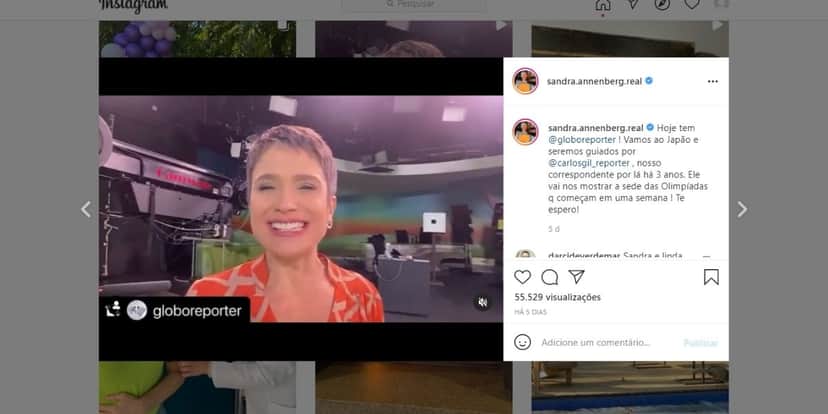 Sandra Annenberg compartilha vídeo em redes sociais (Reprodução) Sandra Annenberg compartilha vídeo em redes sociais (Reprodução)