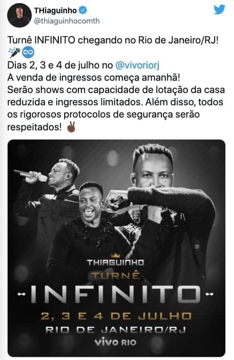 Thiaguinho anuncia turnê - Reprodução Thiaguinho anuncia turnê - Reprodução