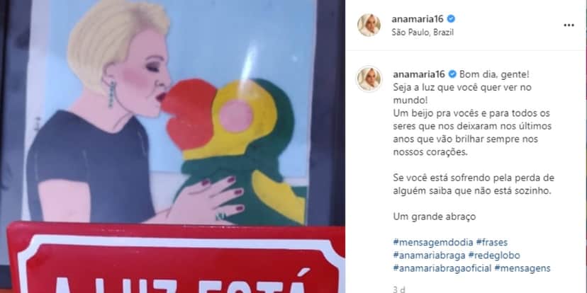Ana Maria Braga sofre ainda com perda de Louro José (Foto: Reprodução) Ana Maria Braga sofre ainda com perda de Louro José (Foto: Reprodução)