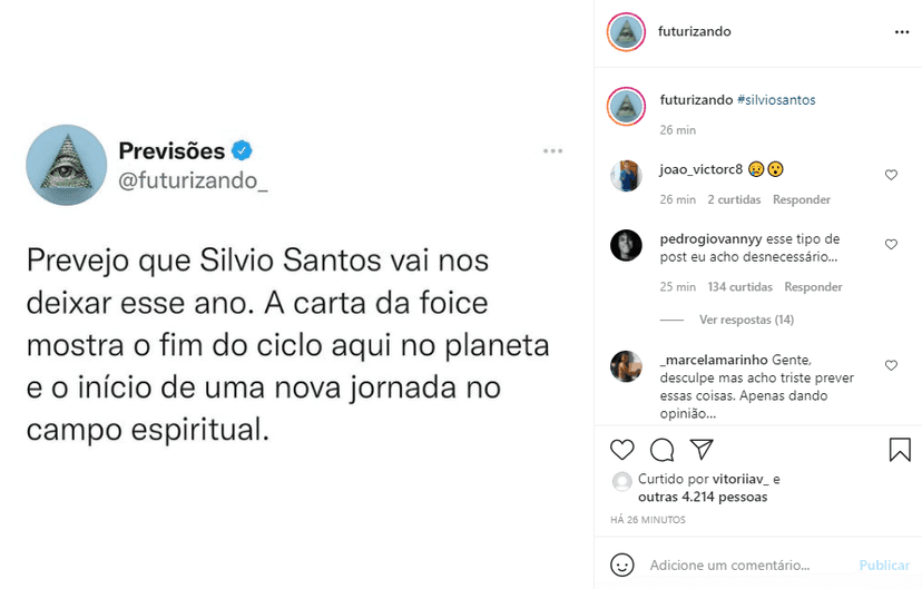 Tarólogo fez previsão surpreendente sobre morte de Silvio Santos (Foto: Reprodução) Tarólogo fez previsão surpreendente sobre morte de Silvio Santos (Foto: Reprodução)