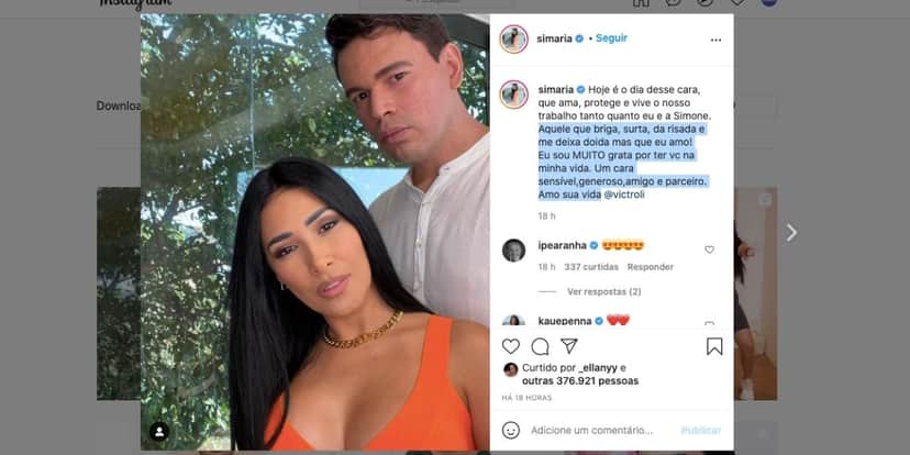 Simaria surge agarradinha com homem (Reprodução) Simaria surge agarradinha com homem (Reprodução)