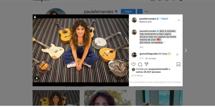Paula Fernandes expõe nova fase em carreira (Reprodução) Paula Fernandes expõe nova fase em carreira (Reprodução)