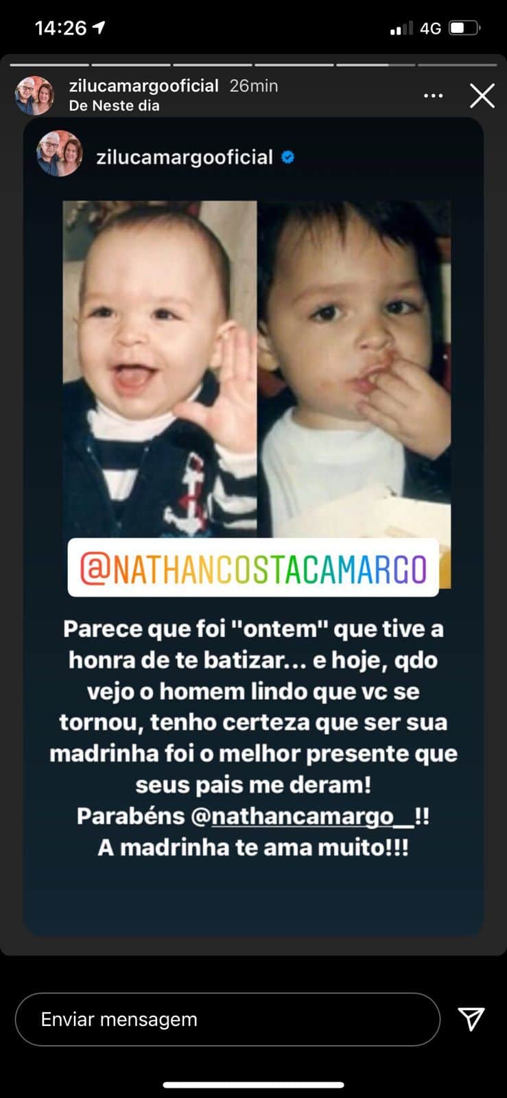 Zilu manda recado para filho de Luciano (Reprodução) Zilu manda recado para filho de Luciano (Reprodução)
