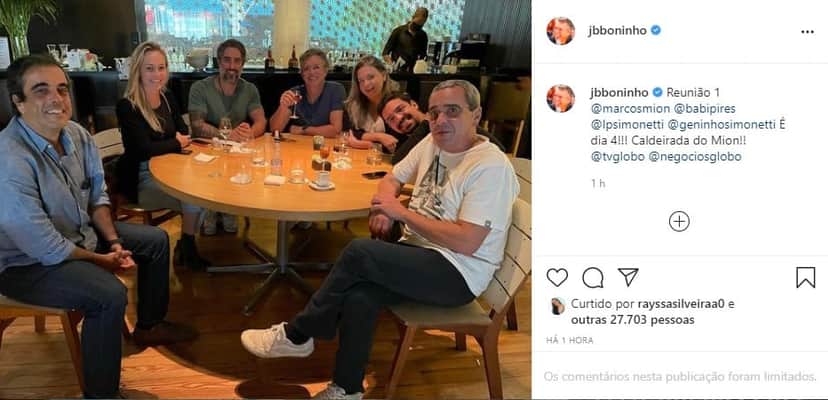 Boninho faz reunião com novo astro da Globo (Foto: Reprodução) Boninho faz reunião com novo astro da Globo (Foto: Reprodução)