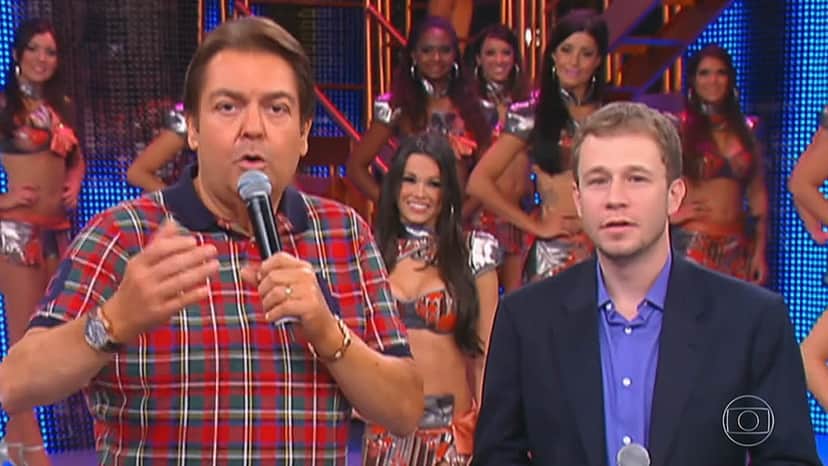 Faustão e Tiago Leifert competirão no dia da estreia do veterano na Band (Foto: Reprodução/TV Globo) Faustão e Tiago Leifert competirão no dia da estreia do veterano na Band (Foto: Reprodução/TV Globo)