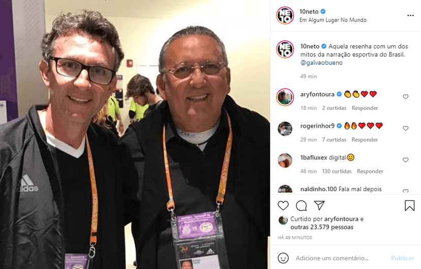 Galvão Bueno e Neto posaram juntos no passado (Foto: Reprodução/ Instagram) Galvão Bueno e Neto posaram juntos no passado (Foto: Reprodução/ Instagram)