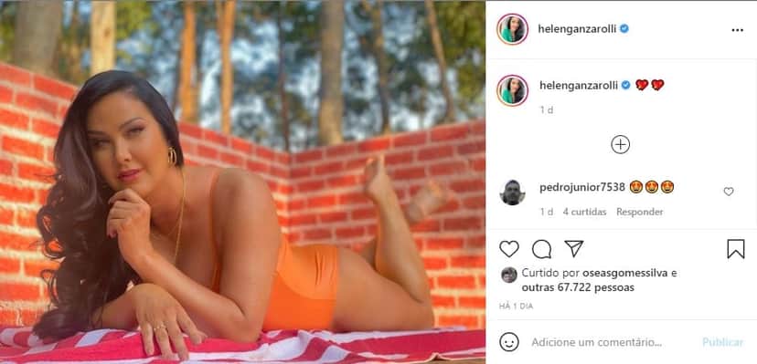 Helen Ganzarolli empina o bumbum com maiô cavado (Foto: Reprodução) Helen Ganzarolli empina o bumbum com maiô cavado (Foto: Reprodução)