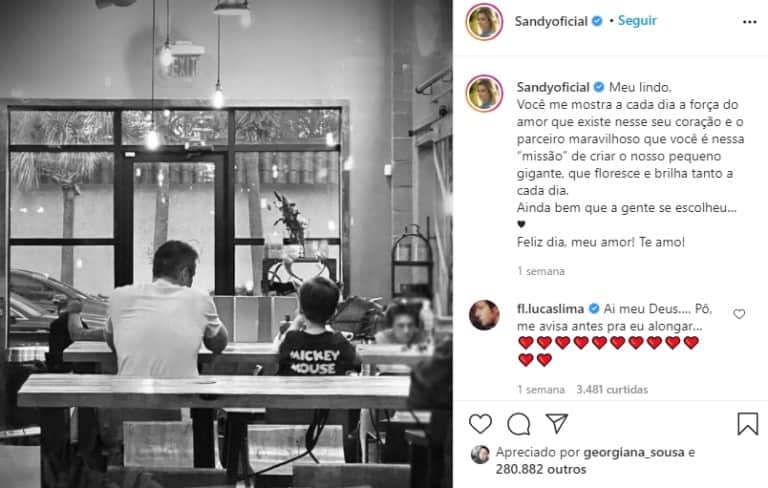 Lucas Lima ao lado do filho, Theo (Foto: Instagram/ Sandy) Lucas Lima ao lado do filho, Theo (Foto: Instagram/ Sandy)