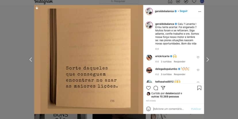 Geraldo Luís expõe reflexão sobre erro (Reprodução) Geraldo Luís expõe reflexão sobre erro (Reprodução)