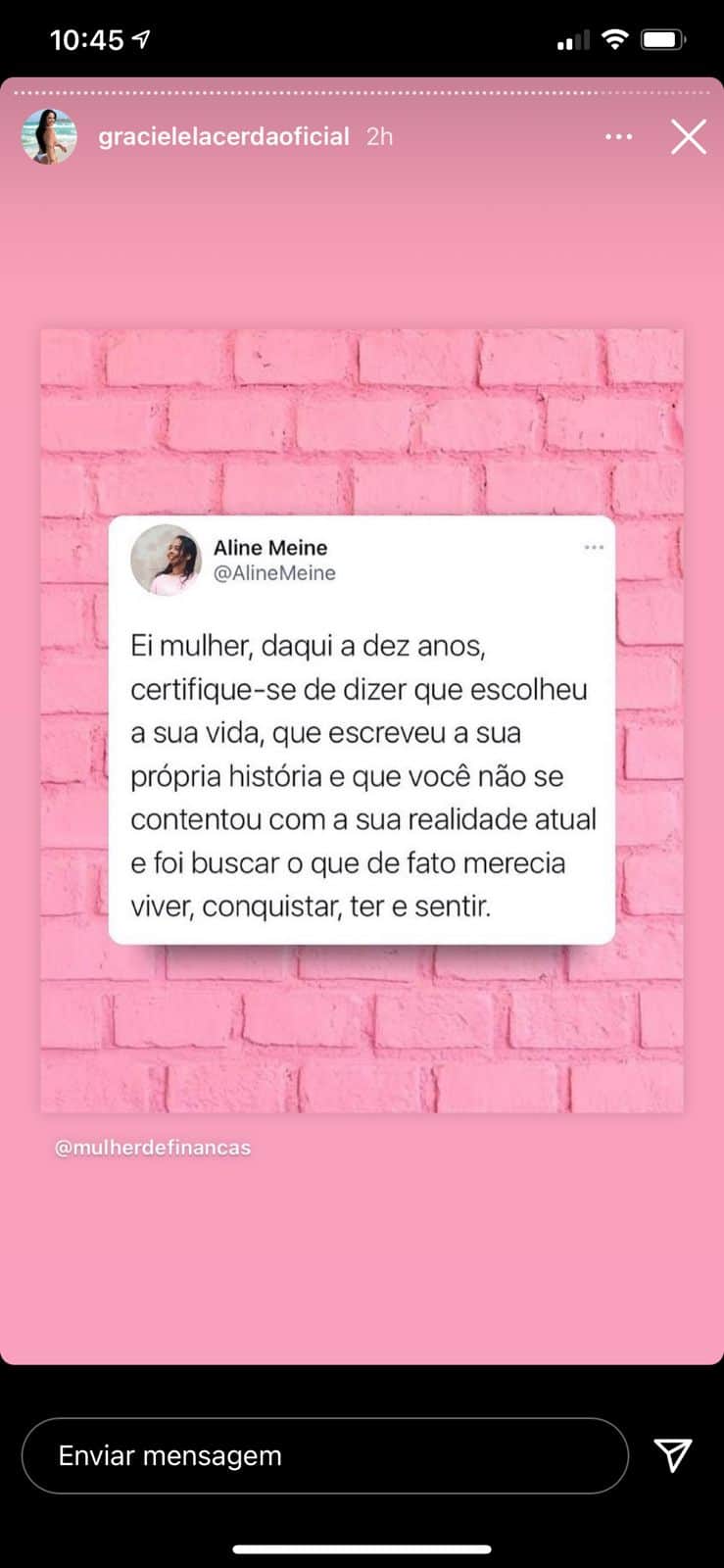 Graciele Lacerda manda recado nas redes sociais (Reprodução) Graciele Lacerda manda recado nas redes sociais (Reprodução)