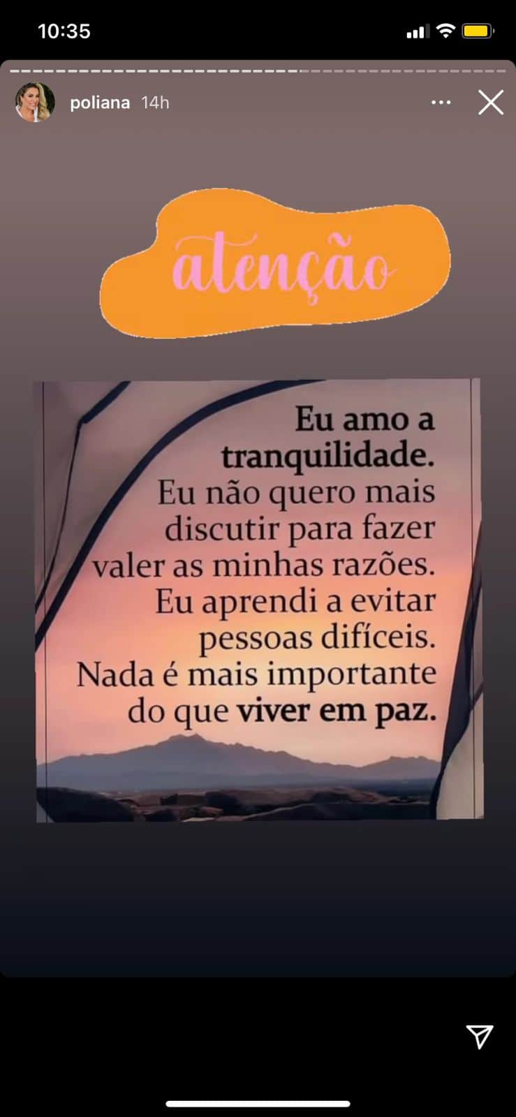 De acordo com artista, tranquilidade é sinônimo de paz (Reprodução) De acordo com artista, tranquilidade é sinônimo de paz (Reprodução)
