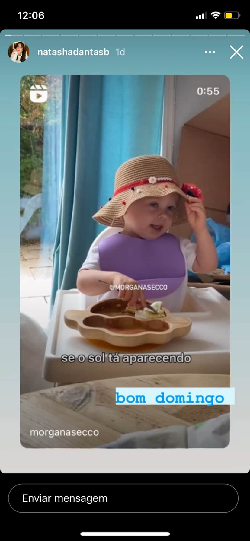 Natasha Dantas, esposa de Bonner, compartilhou vídeo fofo de bebê (Foto: Reprodução/Instagram) Natasha Dantas, esposa de Bonner, compartilhou vídeo fofo de bebê (Foto: Reprodução/Instagram)