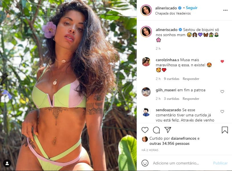 Aline Riscado arranca a roupa e deixa de fora o que ninguém pode ver - Foto: Reprodução Aline Riscado arranca a roupa e deixa de fora o que ninguém pode ver - Foto: Reprodução