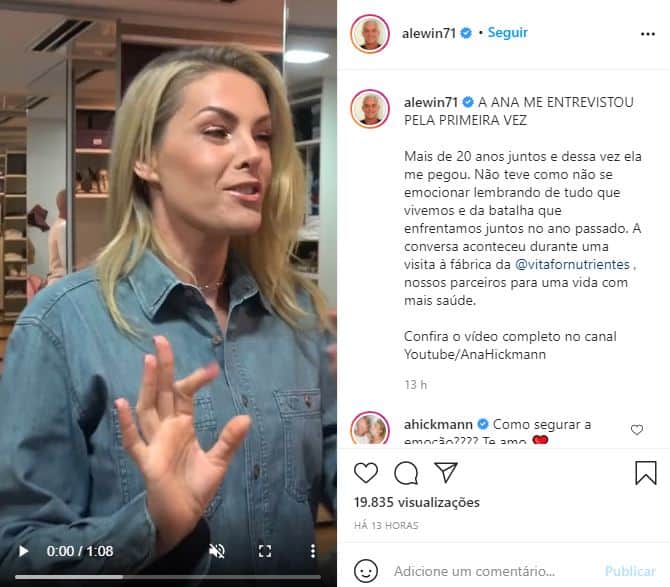 Ana Hickmann gravou entrevista exclusiva com o marido, Alexandre Correa (Foto: Reprodução) Ana Hickmann gravou entrevista exclusiva com o marido, Alexandre Correa (Foto: Reprodução)