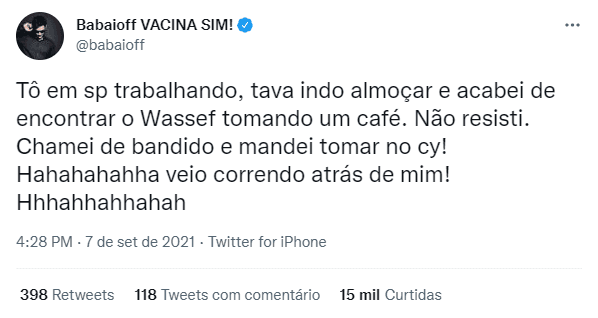 Ex Globo, Armando Babaioff usou as redes sociais para expor uma pequena briga que teve com um bolsonarista (Foto: Reprodução) Ex Globo, Armando Babaioff usou as redes sociais para expor uma pequena briga que teve com um bolsonarista (Foto: Reprodução)