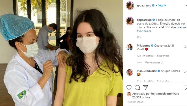 Ana Paula Padrão se emociona com vacinação da filha - Reprodução Ana Paula Padrão se emociona com vacinação da filha - Reprodução