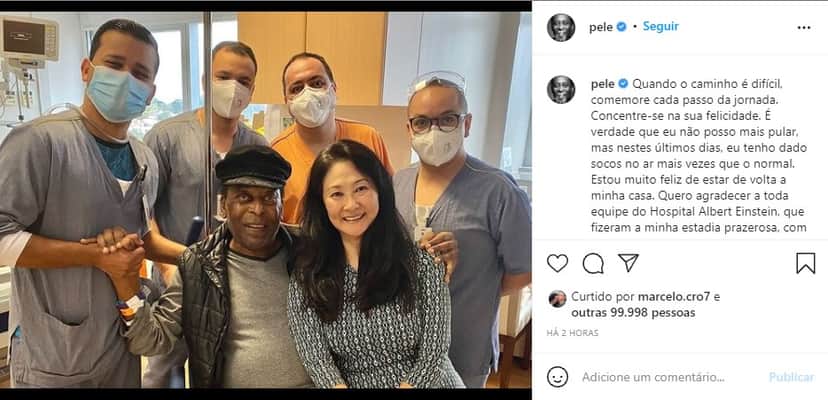 Pelé recebe alta após um mês internado - Foto: Reprodução Pelé recebe alta após um mês internado - Foto: Reprodução