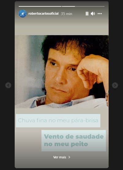 Roberto Carlos, após a partida de Dudu Braga, relembrou a música "Todas as Manhãs" (Foto: Reprodução/Instagram) Roberto Carlos, após a partida de Dudu Braga, relembrou a música "Todas as Manhãs" (Foto: Reprodução/Instagram)