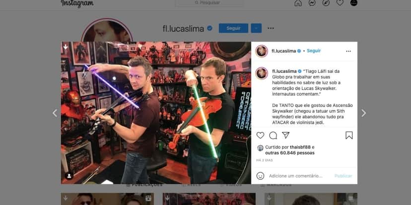 De acordo com Lucas Lima, artistas gostam de Star Wars (Reprodução) De acordo com Lucas Lima, artistas gostam de Star Wars (Reprodução)
