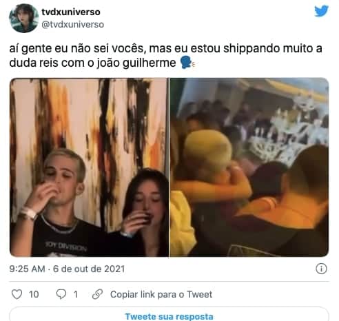 De acordo com Gossip do Dia, João Guilherme estava com Duda Reis (Reprodução) De acordo com Gossip do Dia, João Guilherme estava com Duda Reis (Reprodução)