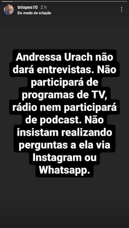 Marido de Andressa Urach proibiu a modelo de concender entrevistas (Foto: Reprodução) Marido de Andressa Urach proibiu a modelo de concender entrevistas (Foto: Reprodução)