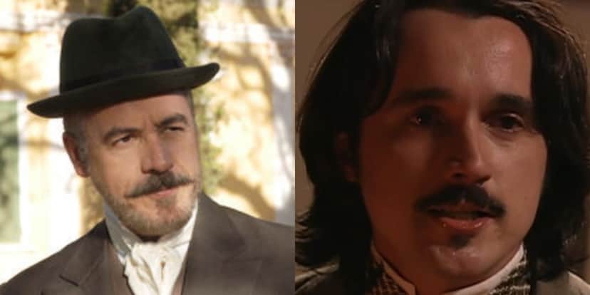 Fábio Junqueira e Caio Junqueira, pai e filho na vida real, em "A Escrava Isaura" (Foto: Reprodução/Rcord) Fábio Junqueira e Caio Junqueira, pai e filho na vida real, em "A Escrava Isaura" (Foto: Reprodução/Rcord)