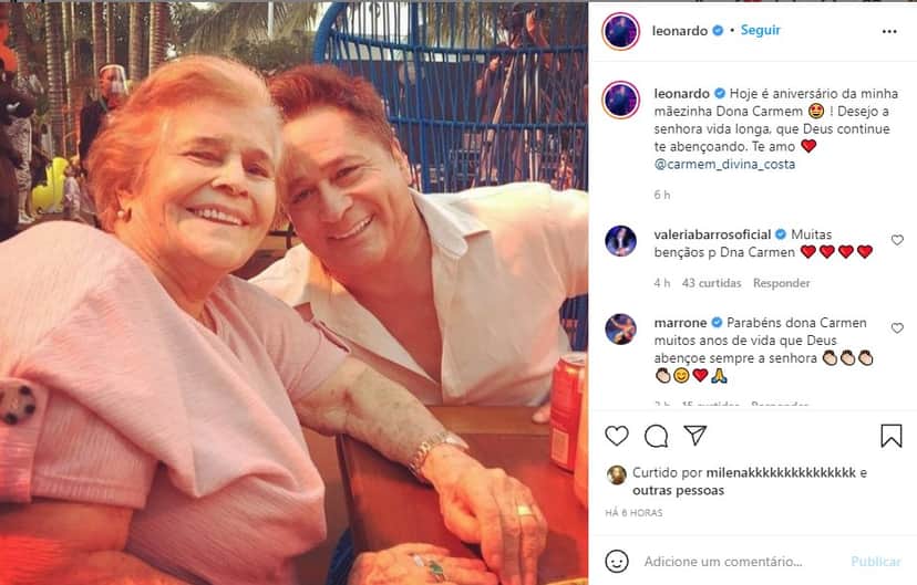 Leonardo e a mãe, Dona Carmem - Foto: Reprodução Leonardo e a mãe, Dona Carmem - Foto: Reprodução