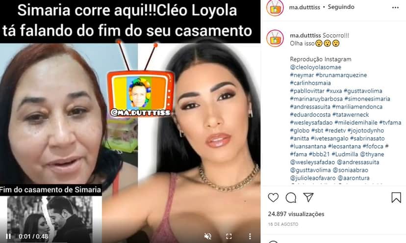 Cleo Loyola decidiu atacar Simaria e falou sobre o fim de casamento (Foto: Reprodução) Cleo Loyola decidiu atacar Simaria e falou sobre o fim de casamento (Foto: Reprodução)